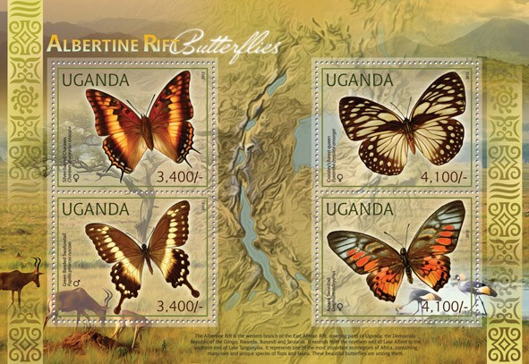 Butterflies - Issue of Uganda postage stamps