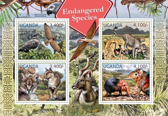 Endangered Species - Issue of Uganda postage stamps