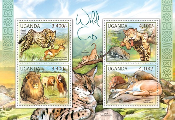 Wild Cats - Issue of Uganda postage stamps