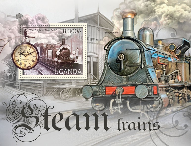 Steam Trains - Issue of Uganda postage stamps
