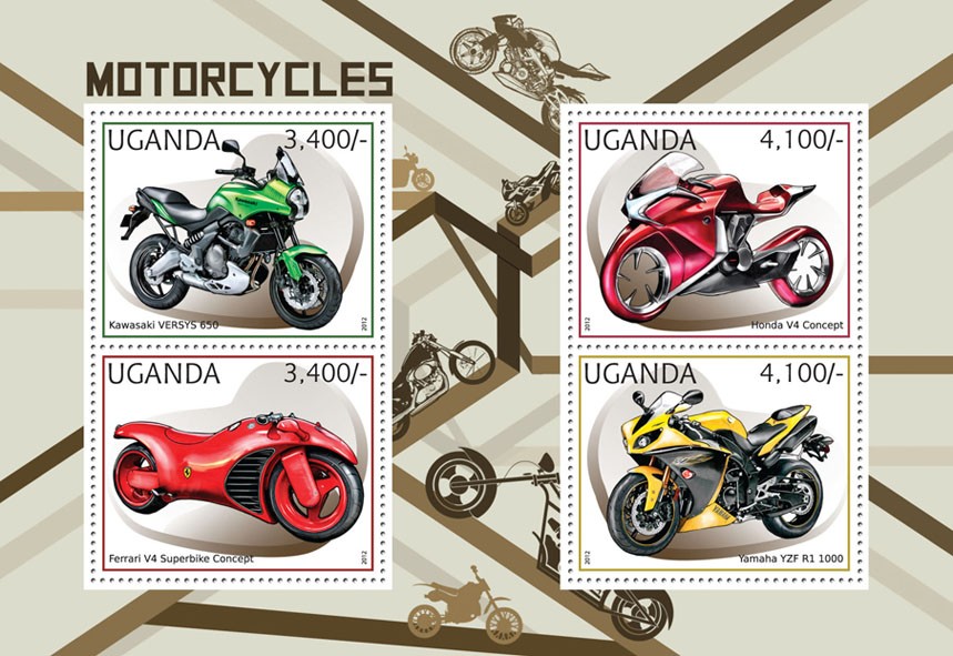 Motorcycles - Issue of Uganda postage stamps