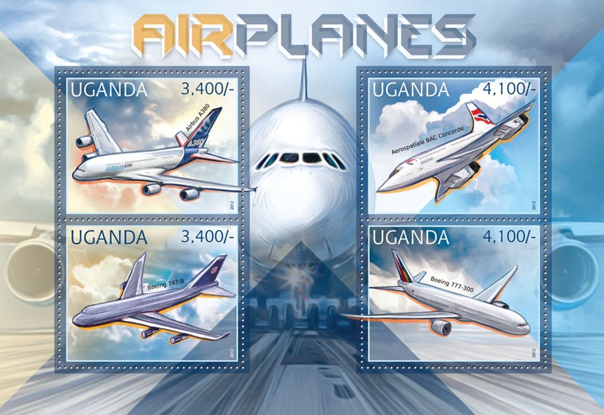 Airplanes - Issue of Uganda postage stamps