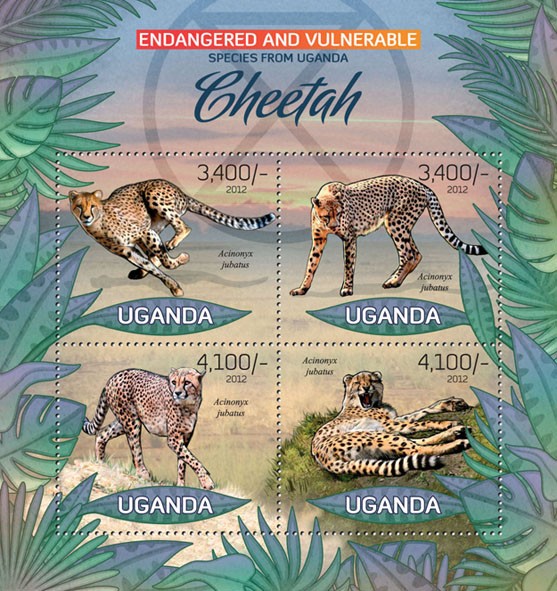 Cheetah - Issue of Uganda postage stamps