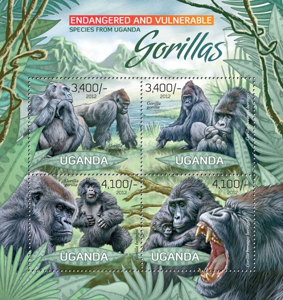 Gorillas - Issue of Uganda postage stamps