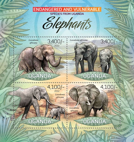 Elephants I - Issue of Uganda postage stamps