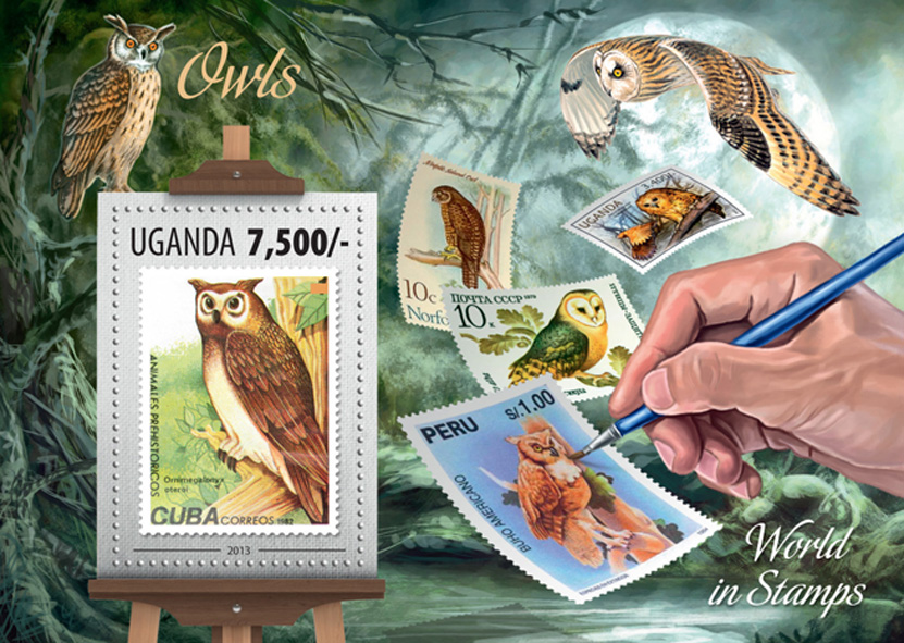 Owls - Issue of Uganda postage stamps