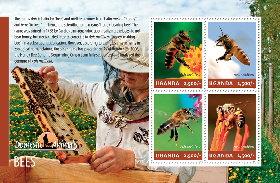 Bees - Issue of Uganda postage stamps