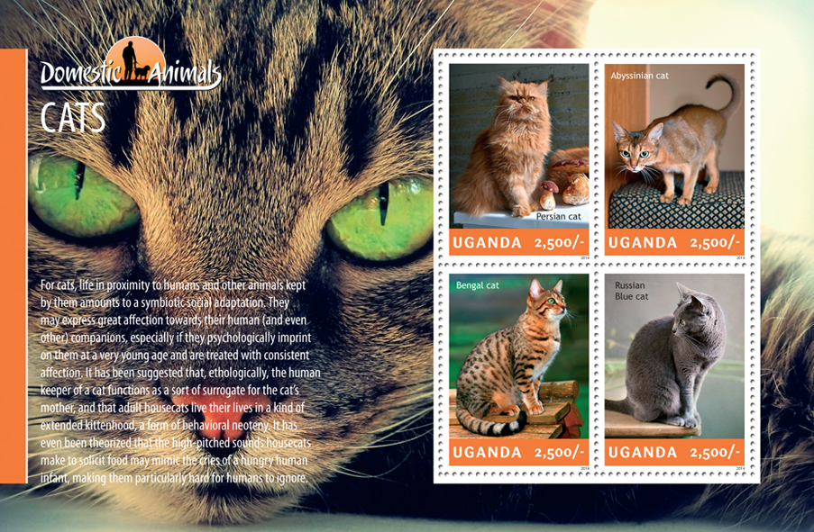 Cats - Issue of Uganda postage stamps