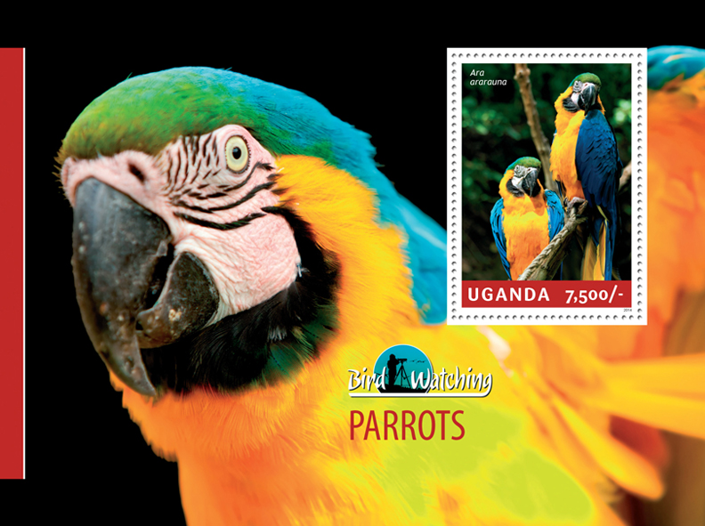 Parrots - Issue of Uganda postage stamps